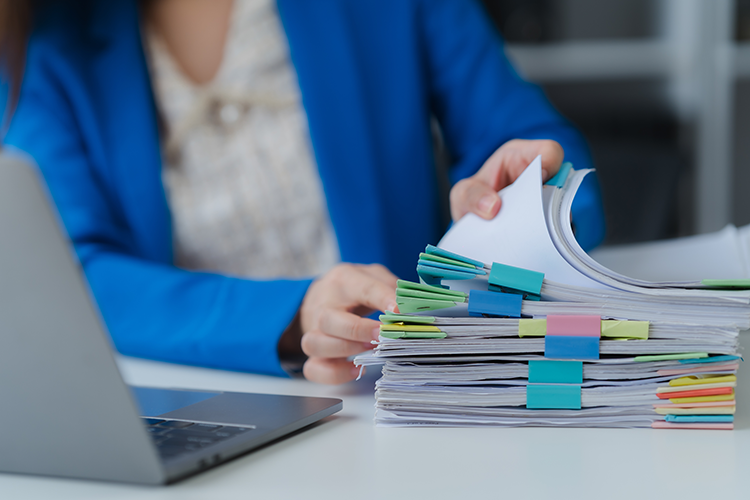 Lawyer organizing documents