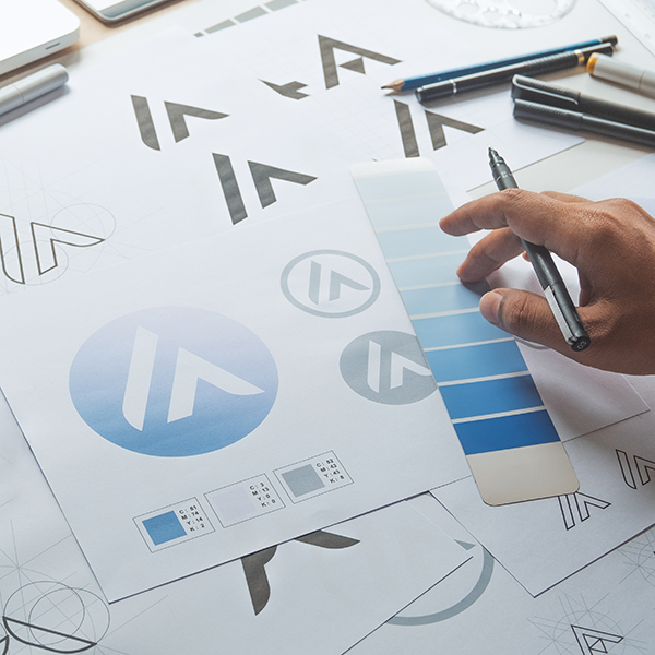 person designing a logo