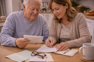 Man and Woman reviewing documents
